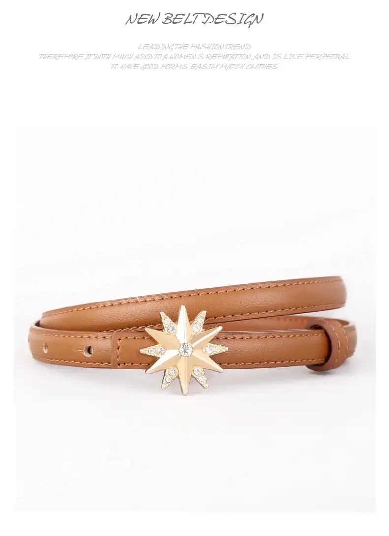 2025 Decorative Star Belt for Women Brown Black — feature 38