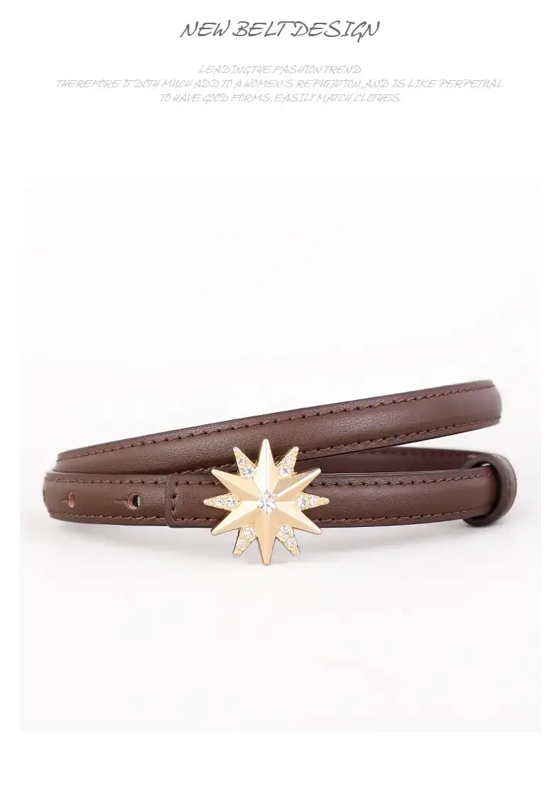 2025 Decorative Star Belt for Women Brown Black — feature 39