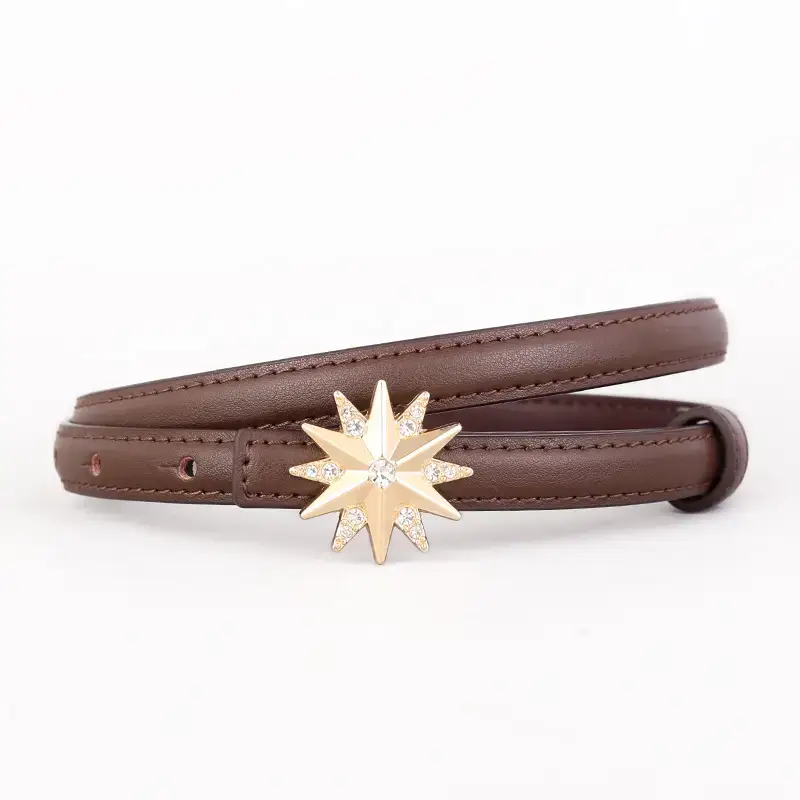 2025 Decorative Star Belt for Women Brown Black - Image 2