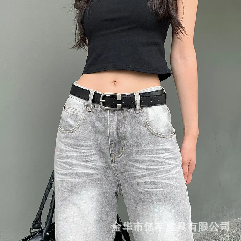 Women's High-end Belt Ins Jeans Light Grey Casual — feature 7