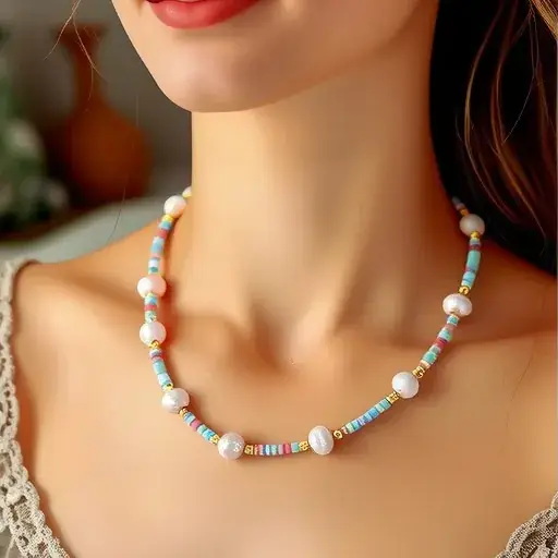 Cross-Border Colorful Pearl Clavicle Necklace - Image 4