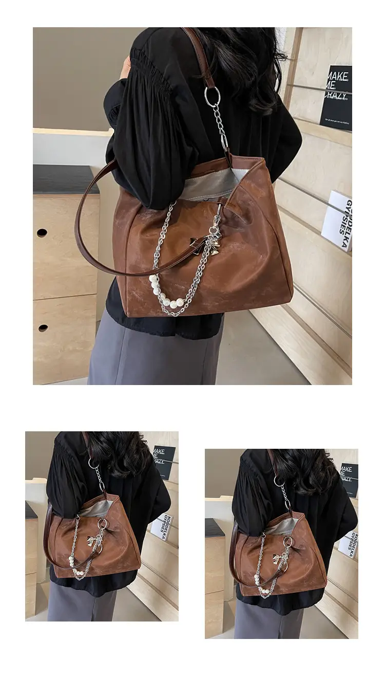 Brown Leather Chain Tote Bag for Women 2024 — feature 12