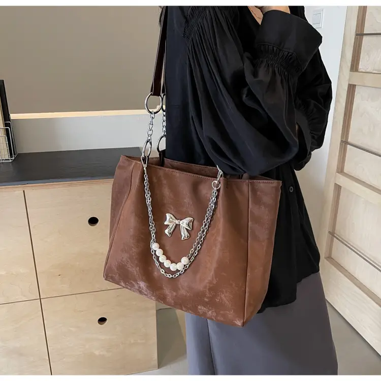 Brown Leather Chain Tote Bag for Women 2024 — feature 43