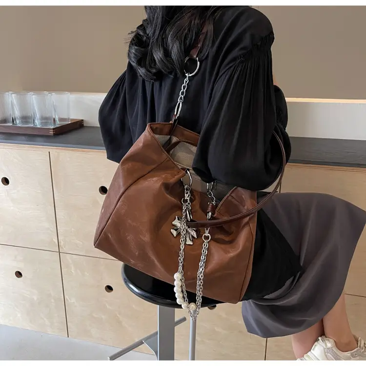 Brown Leather Chain Tote Bag for Women 2024 — feature 45