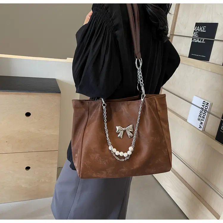 Brown Leather Chain Tote Bag for Women 2024 — feature 46