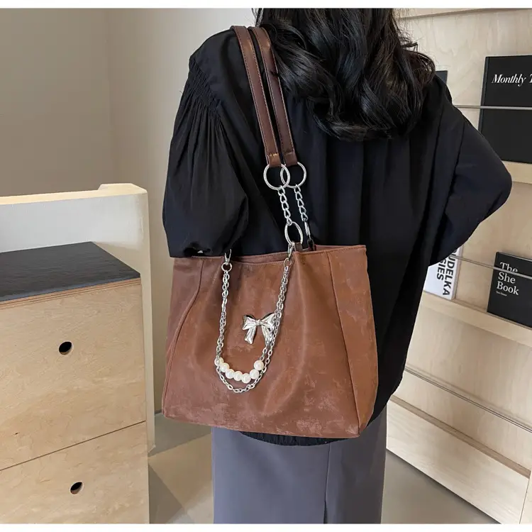 Brown Leather Chain Tote Bag for Women 2024 — feature 47