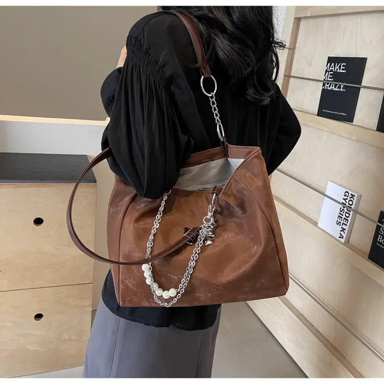 Brown Leather Chain Tote Bag for Women 2024 — feature 48