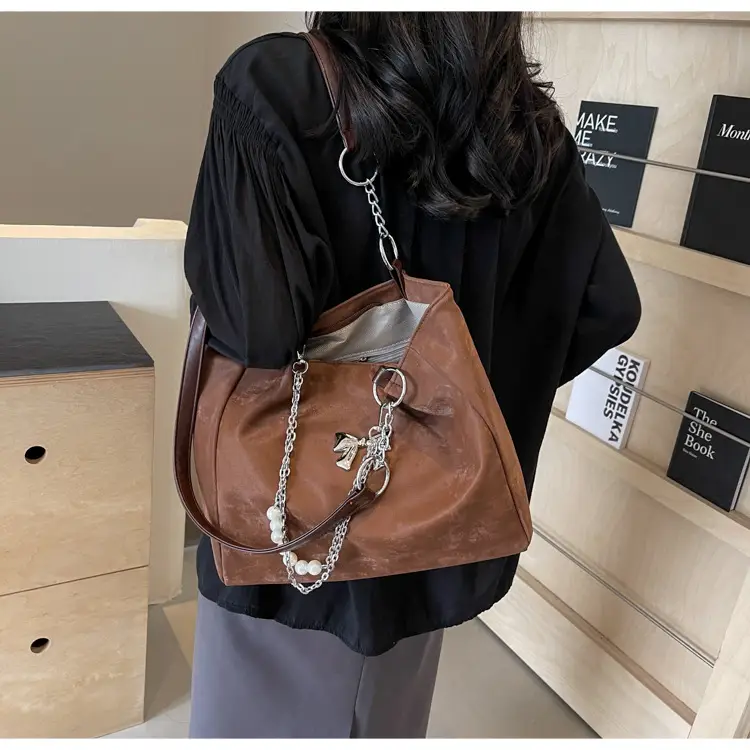 Brown Leather Chain Tote Bag for Women 2024 — feature 49