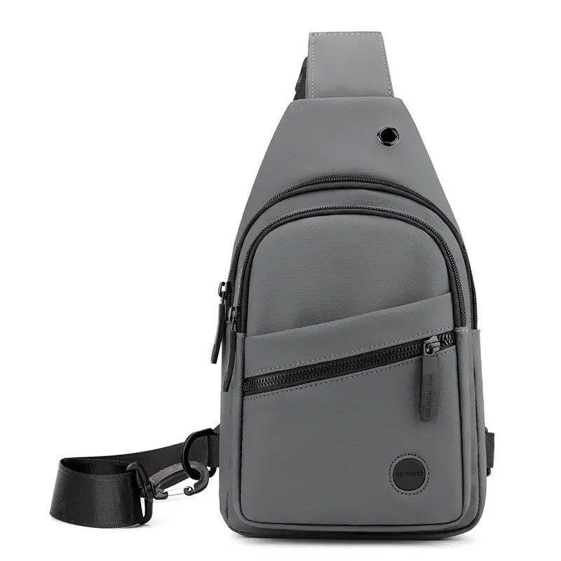 Men's Grey Nylon Crossbody Bag Lightweight Messenger - Image 2