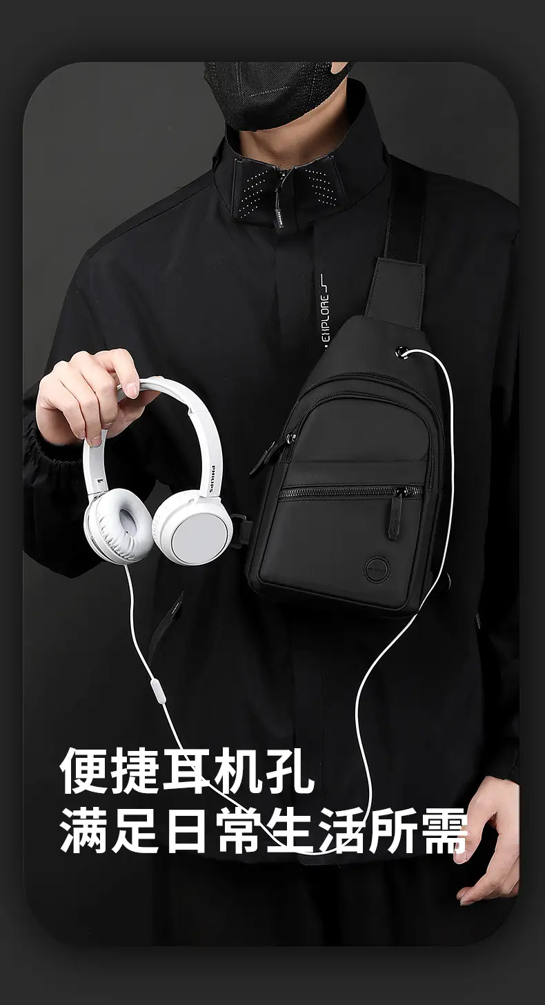 Men's Grey Nylon Crossbody Bag Lightweight Messenger — feature 10