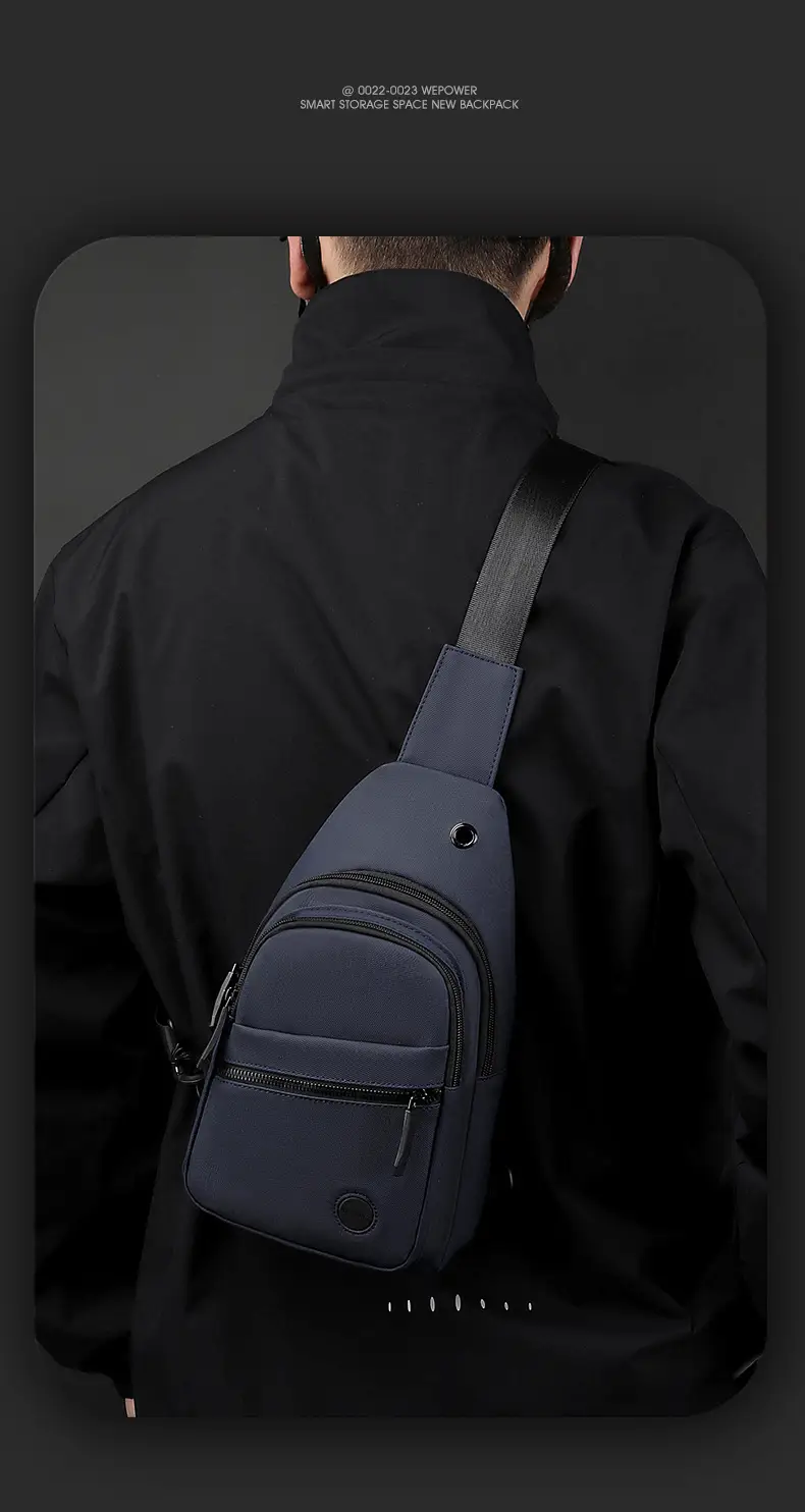 Men's Grey Nylon Crossbody Bag Lightweight Messenger — feature 12