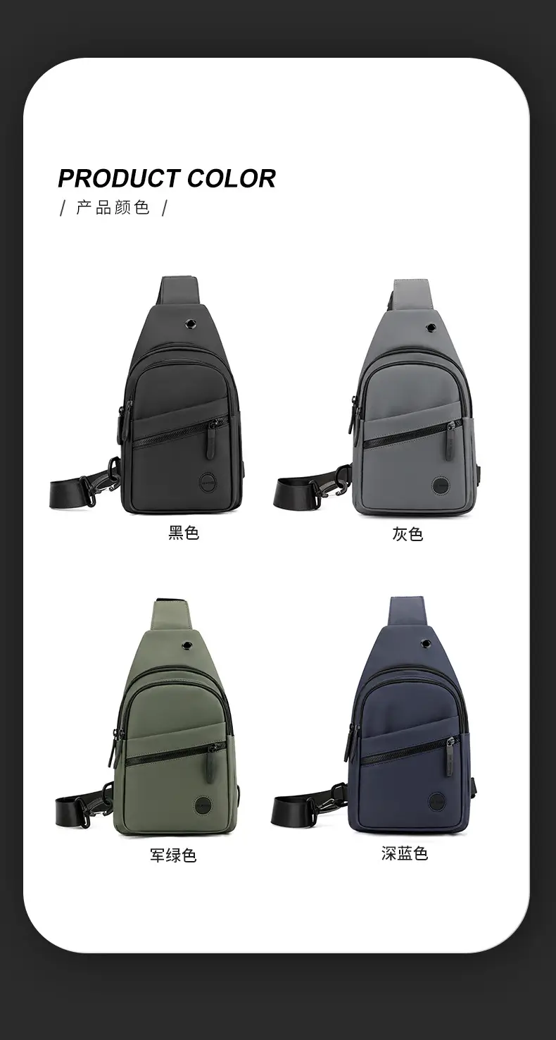 Men's Grey Nylon Crossbody Bag Lightweight Messenger — feature 17