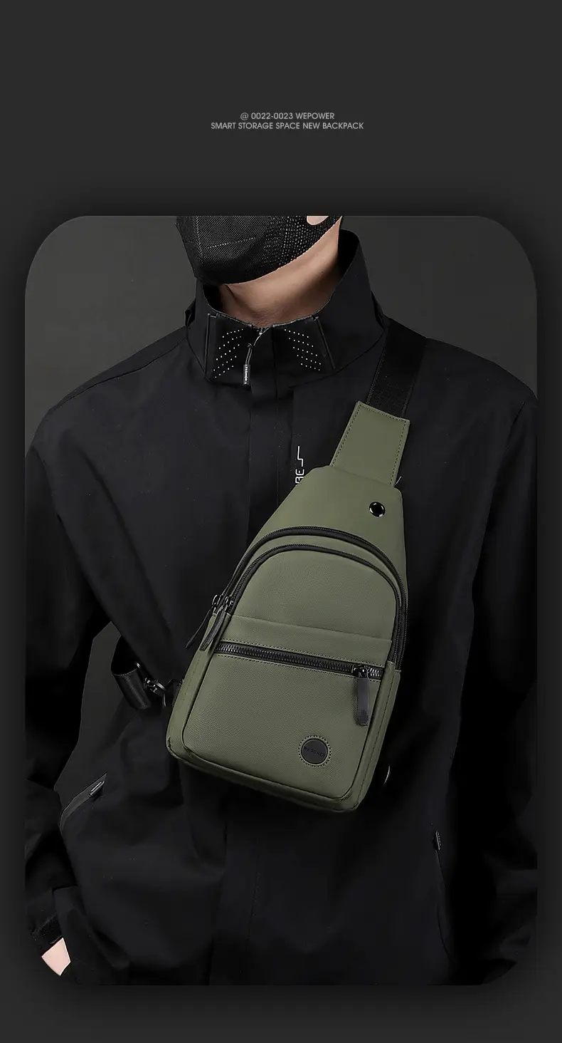 Men's Grey Nylon Crossbody Bag Lightweight Messenger — feature 18