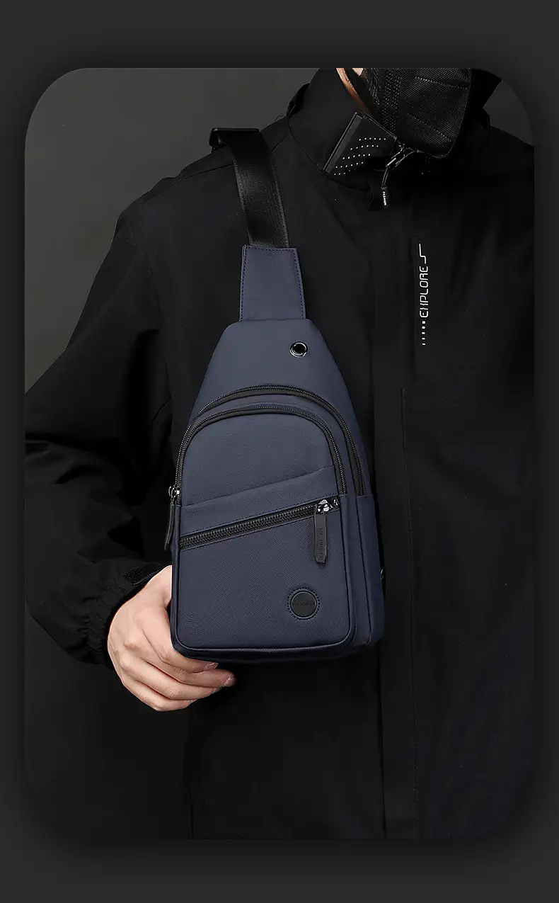 Men's Grey Nylon Crossbody Bag Lightweight Messenger — feature 20