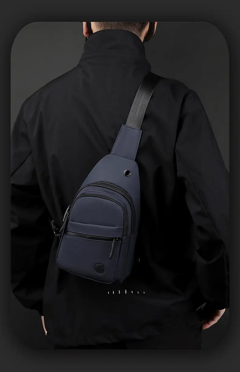 Men's Grey Nylon Crossbody Bag Lightweight Messenger — feature 21