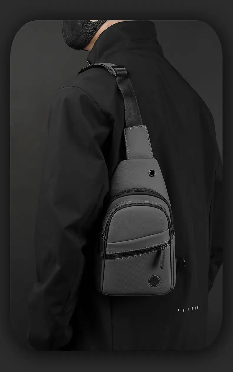 Men's Grey Nylon Crossbody Bag Lightweight Messenger — feature 22