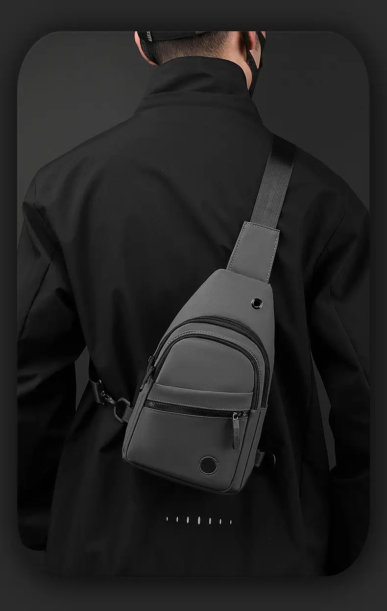 Men's Grey Nylon Crossbody Bag Lightweight Messenger — feature 23