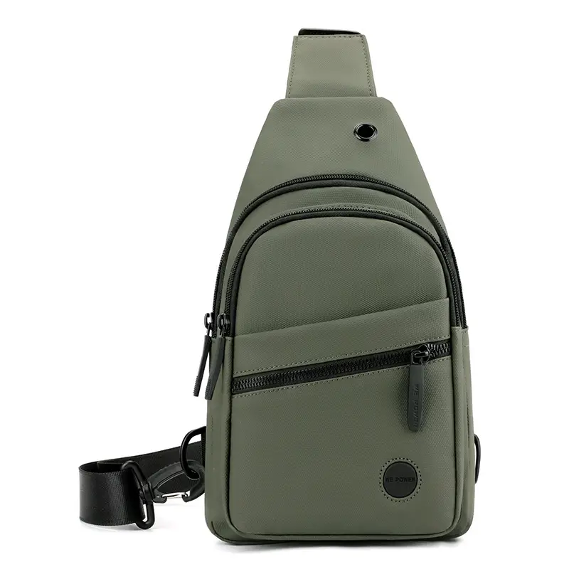 Men's Grey Nylon Crossbody Bag Lightweight Messenger - Image 3