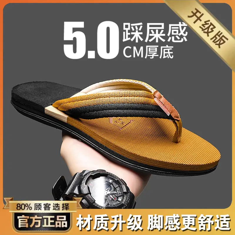 Flip-flops for Men 2024 New Summer Non-slip Soft Bottom Soft Sole Flip-flops Sandals Outdoor Leisure Cantonese Sandals - Image 4