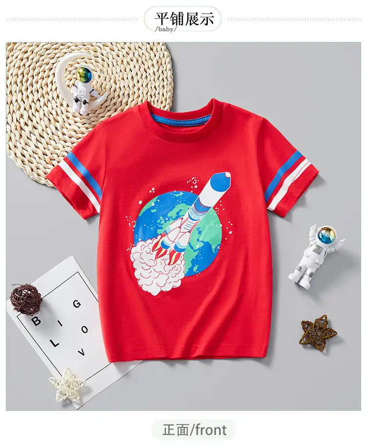 2025 Red Cartoon Print Kids T-Shirt Cotton Summer — feature 6