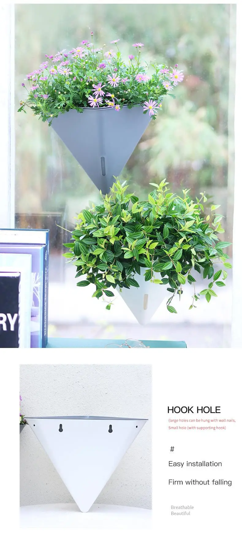 Cross-Border Specially Designed for Oulinze Plastic Wall-Mounted Flower Pots, Household Self-Watering, Self-Absorbing Pots, Gardening Simple Lazy Flower Pots — feature 18