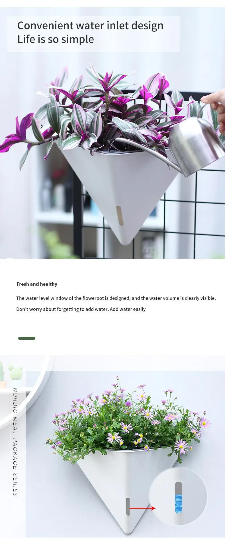 Cross-Border Specially Designed for Oulinze Plastic Wall-Mounted Flower Pots, Household Self-Watering, Self-Absorbing Pots, Gardening Simple Lazy Flower Pots — feature 19