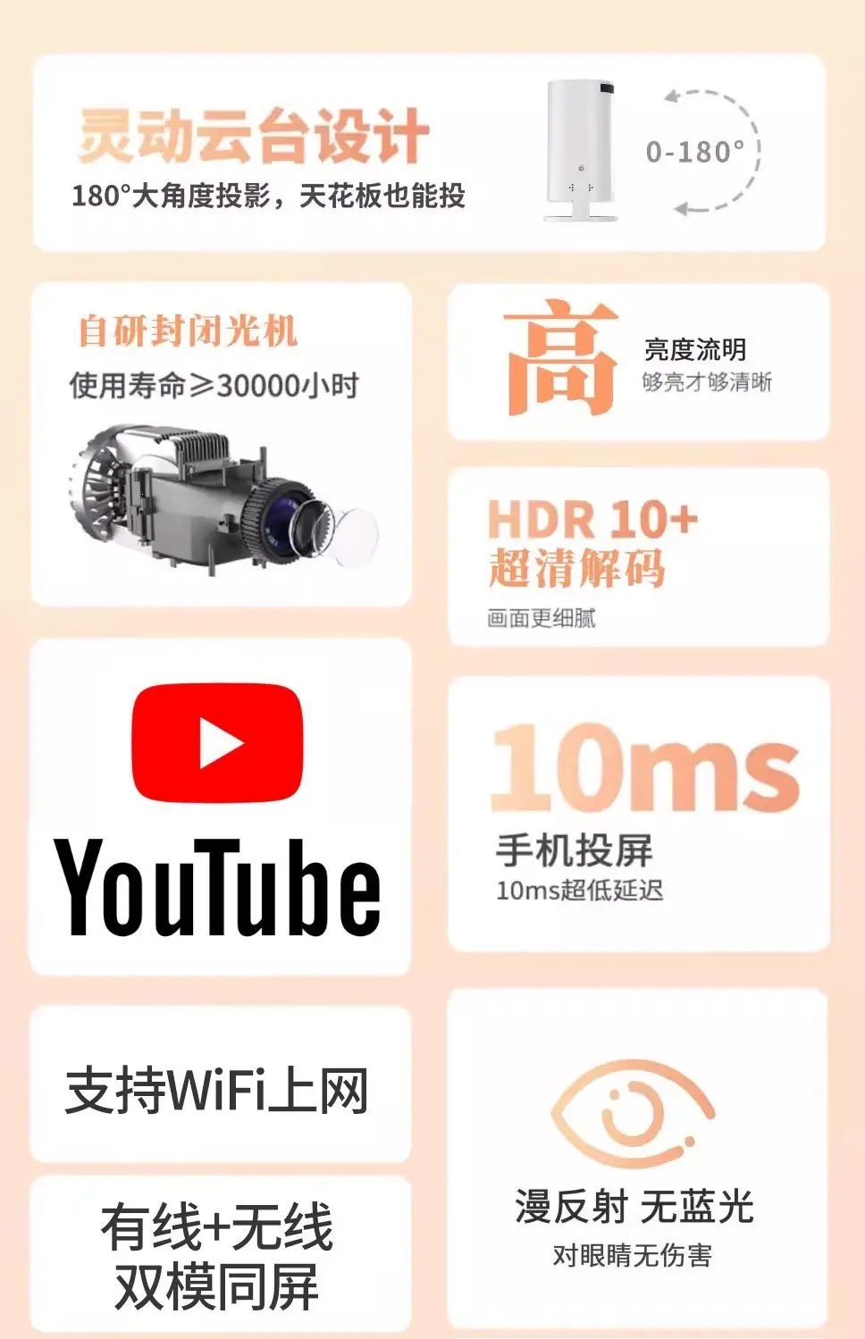 Cross-Border Hy260Pro 300Pro Portable Mini Outdoor Home-Use High-Definition 180-Degree Smart Projector Batch — feature 5