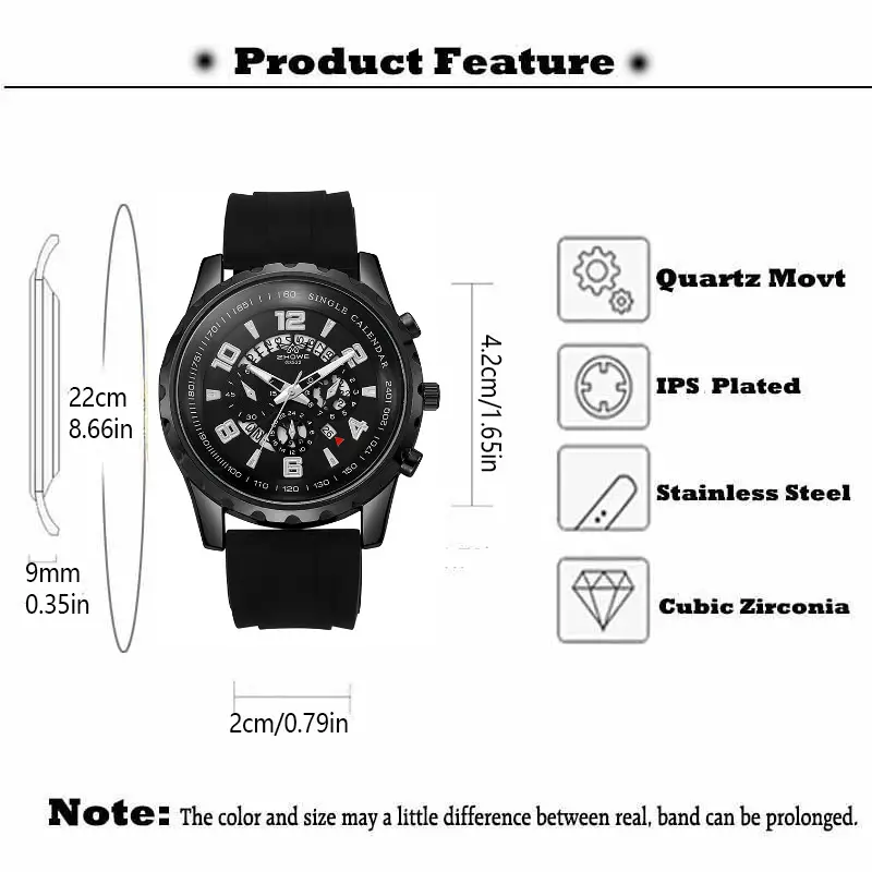 Men's Rose Gold Chronograph Watch with Black Strap — feature 1