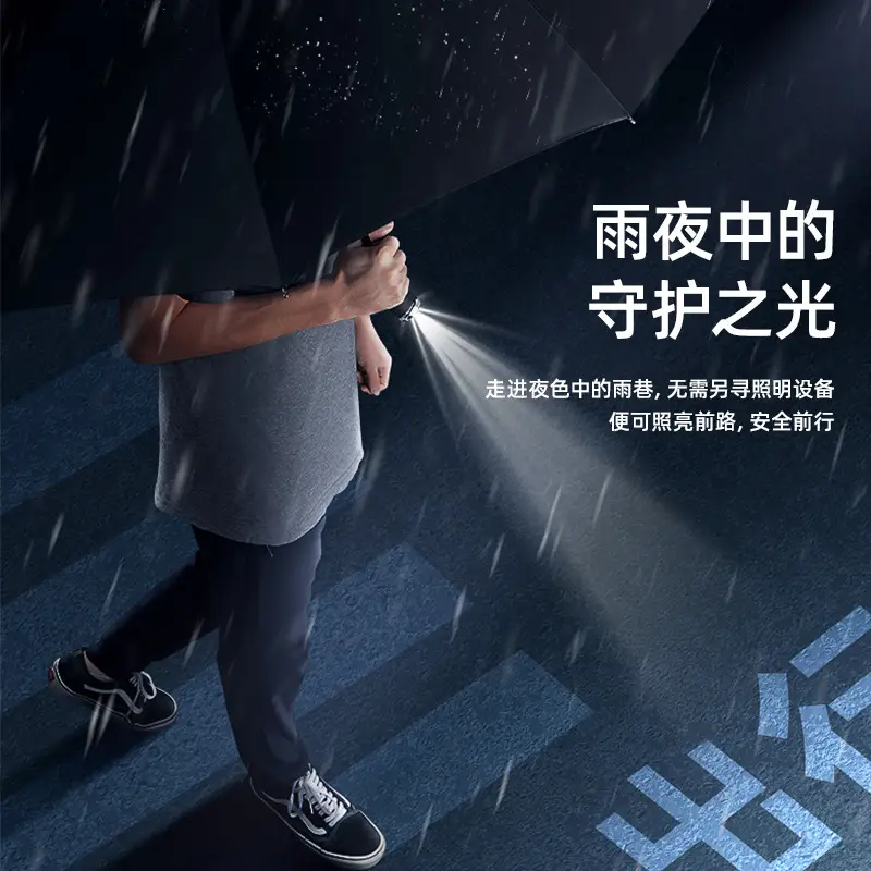 Adjustable Rotating LED Umbrella for Rain & Wind - Image 10