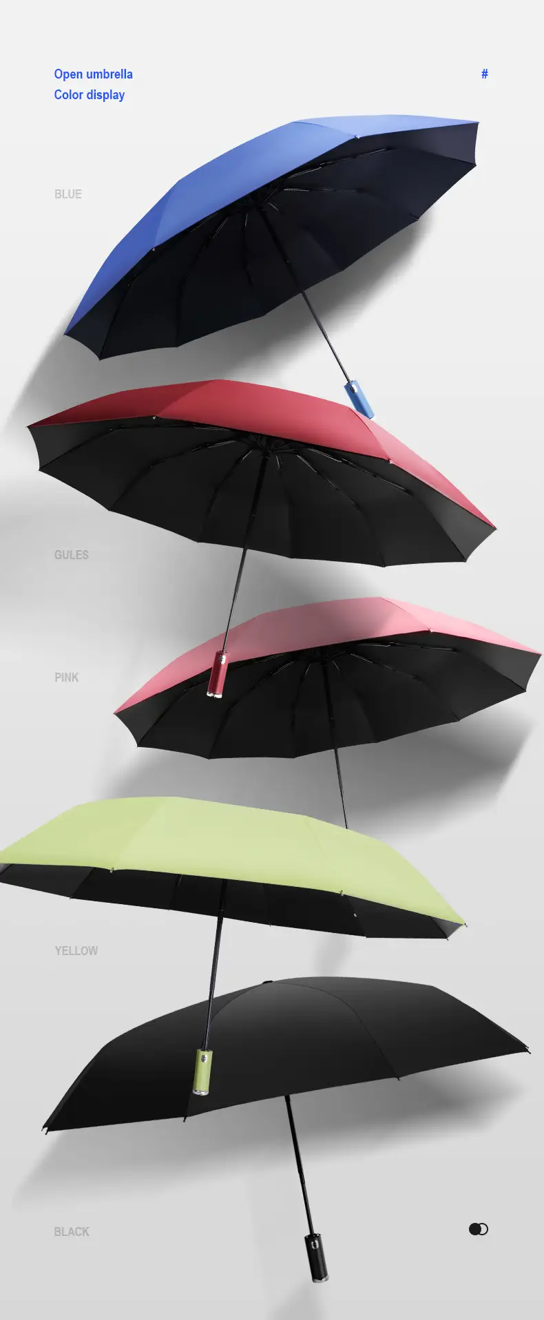 Adjustable Rotating LED Umbrella for Rain & Wind — feature 10