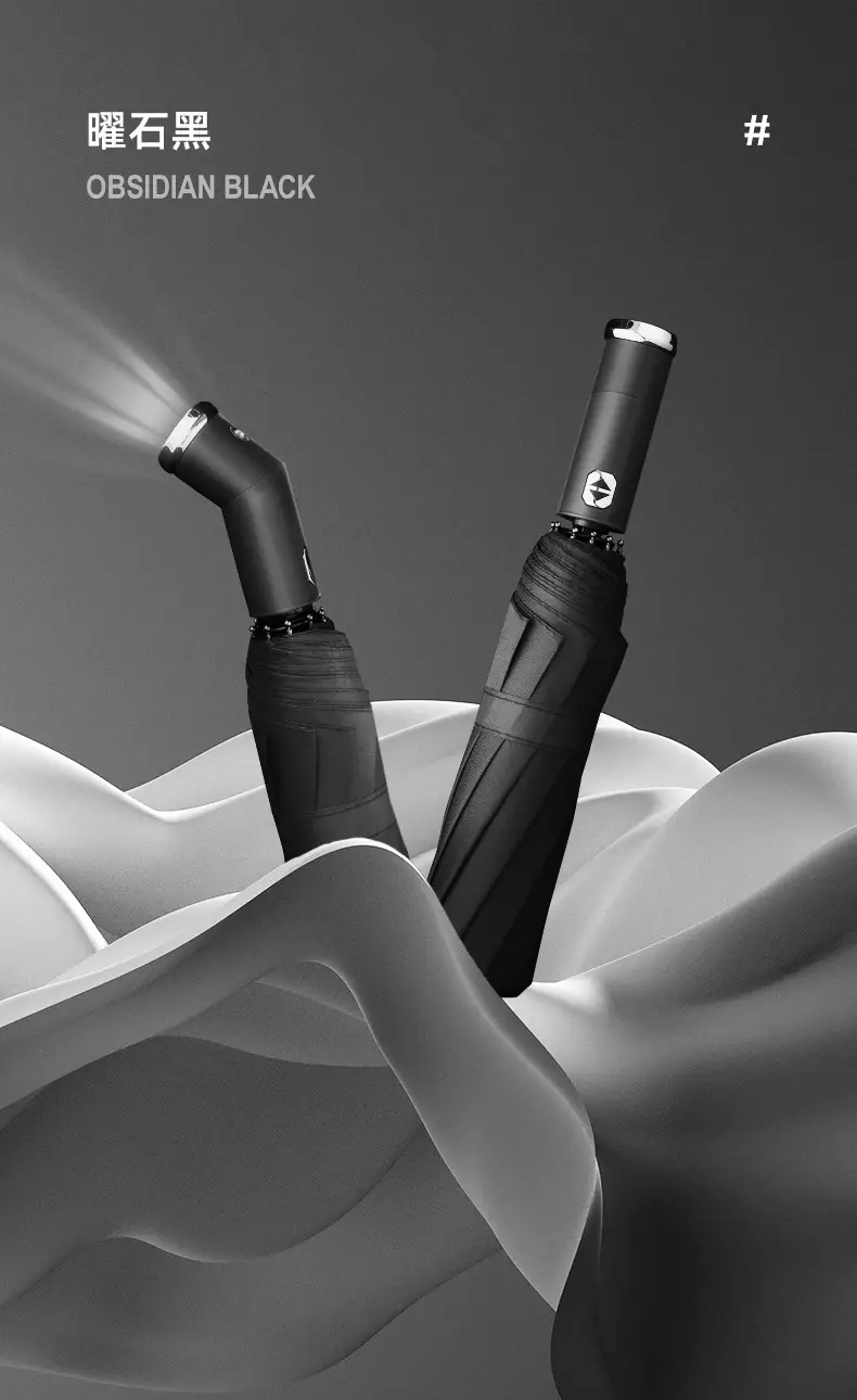 Adjustable Rotating LED Umbrella for Rain & Wind — feature 21