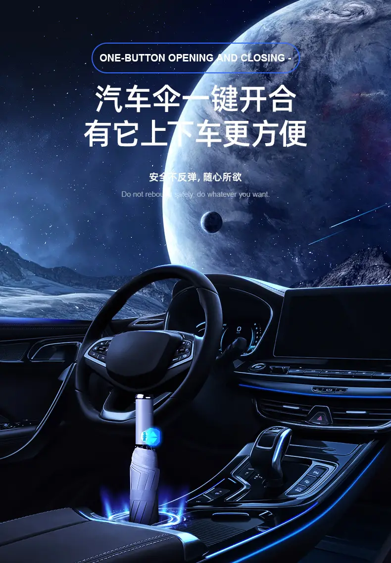 Adjustable Rotating LED Umbrella for Rain & Wind — feature 7