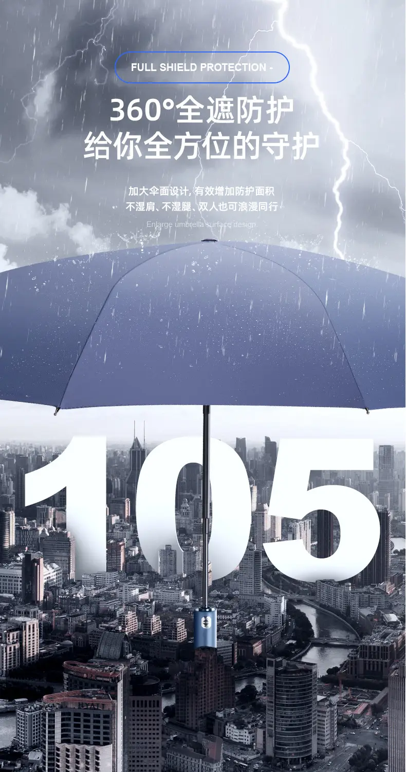 Adjustable Rotating LED Umbrella for Rain & Wind — feature 9