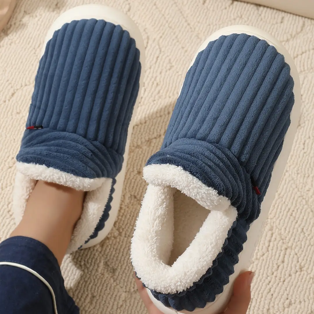2024 in stock Foreign Trade Cross-border Labeling Cotton Shoes Winter fleece-lined Indoor Thick Bottom Non-slip Warm Cotton Slippers