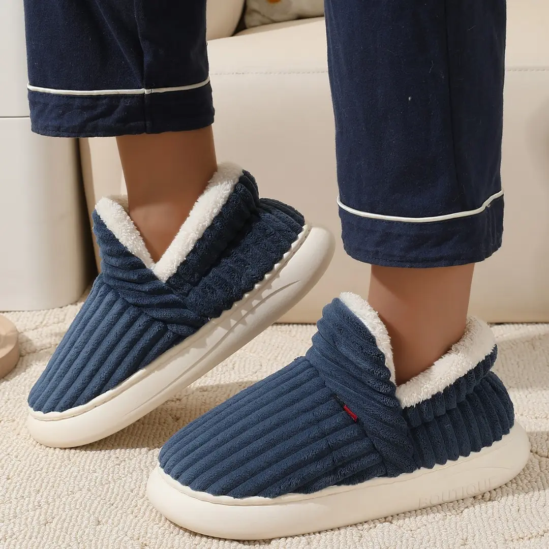 2024 in stock Foreign Trade Cross-border Labeling Cotton Shoes Winter fleece-lined Indoor Thick Bottom Non-slip Warm Cotton Slippers