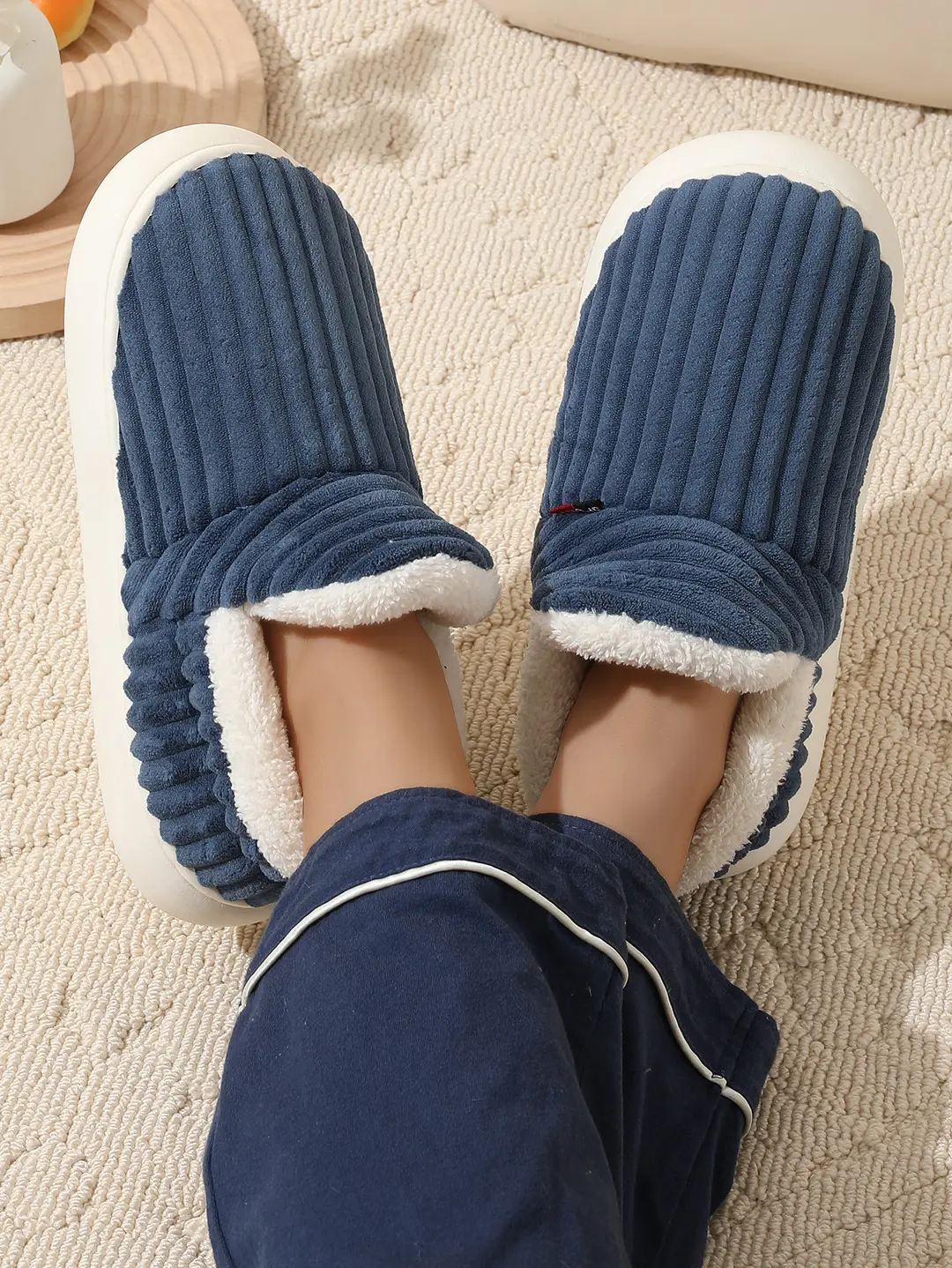 2024 in stock Foreign Trade Cross-border Labeling Cotton Shoes Winter fleece-lined Indoor Thick Bottom Non-slip Warm Cotton Slippers — feature 4