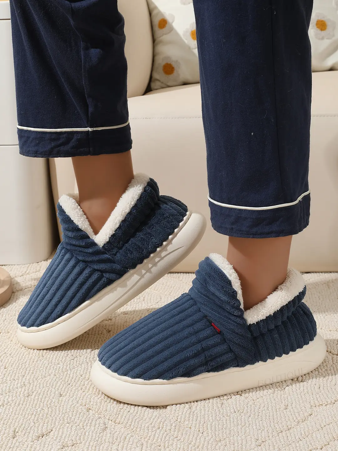 2024 in stock Foreign Trade Cross-border Labeling Cotton Shoes Winter fleece-lined Indoor Thick Bottom Non-slip Warm Cotton Slippers — feature 6
