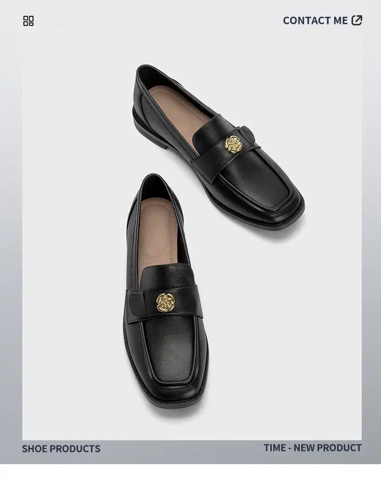Women's Black Gold Coin Slip-on Loafers Low Heel — feature 2