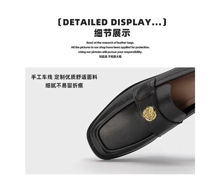 Women's Black Gold Coin Slip-on Loafers Low Heel — feature 4