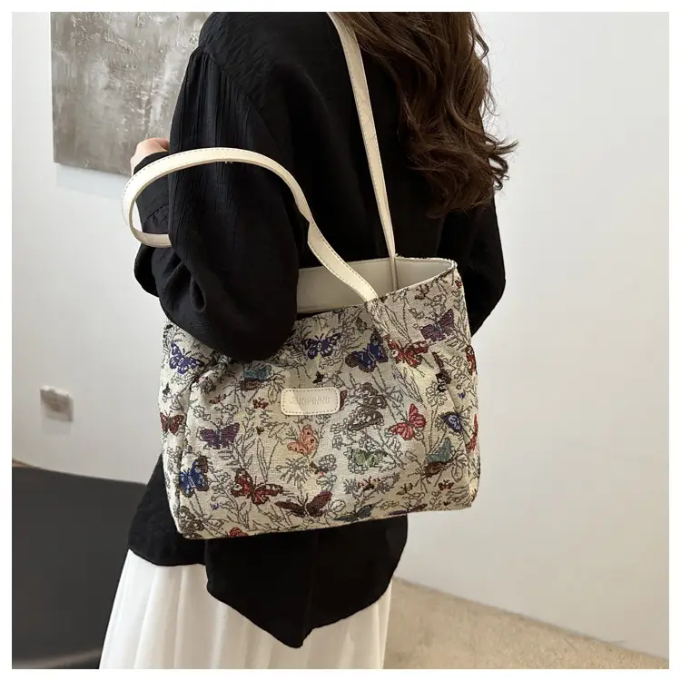 Large Capacity Floral Canvas Shoulder Tote Bag — feature 9