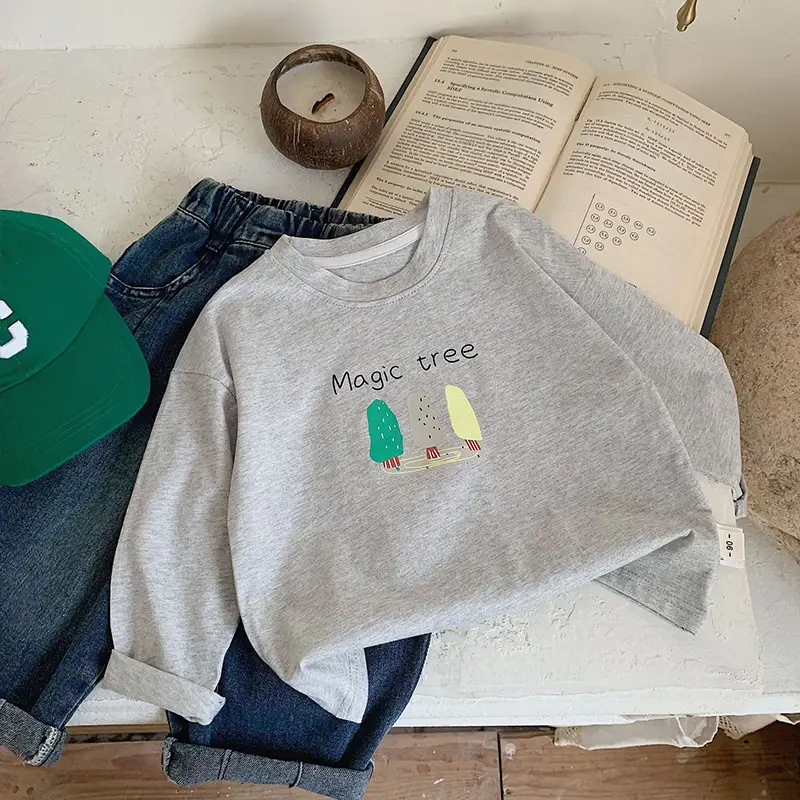 Children's Long Sleeve T-Shirt White Cotton Spring 2024 - Image 9