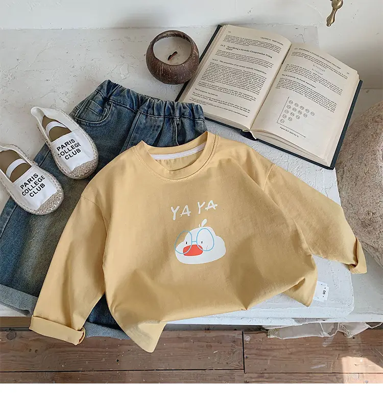 Children's Long Sleeve T-Shirt White Cotton Spring 2024 — feature 12
