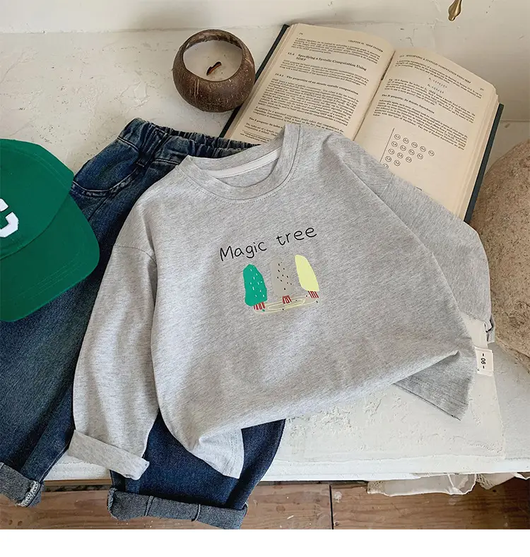 Children's Long Sleeve T-Shirt White Cotton Spring 2024 — feature 9