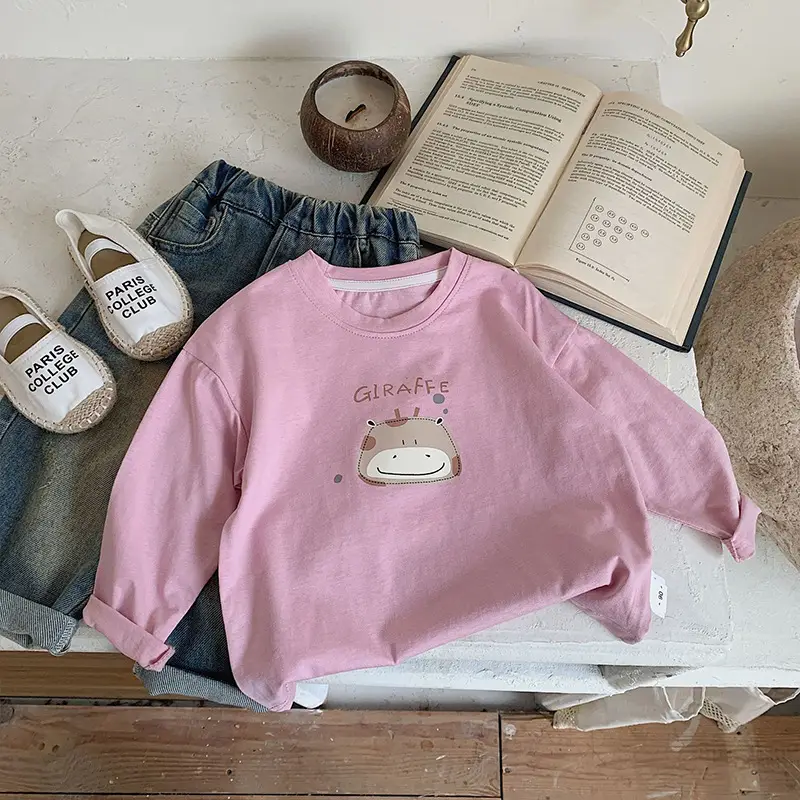 Children's Long Sleeve T-Shirt White Cotton Spring 2024 - Image 3