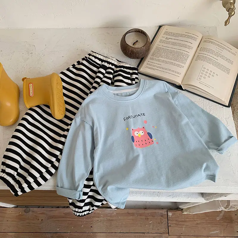 Children's Long Sleeve T-Shirt White Cotton Spring 2024 - Image 4