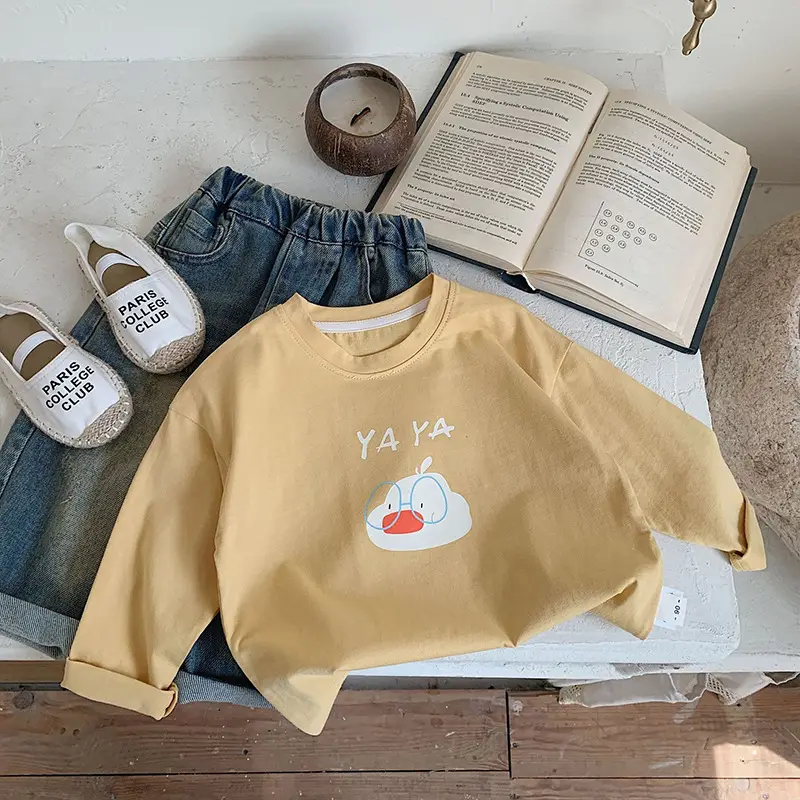Children's Long Sleeve T-Shirt White Cotton Spring 2024 - Image 5