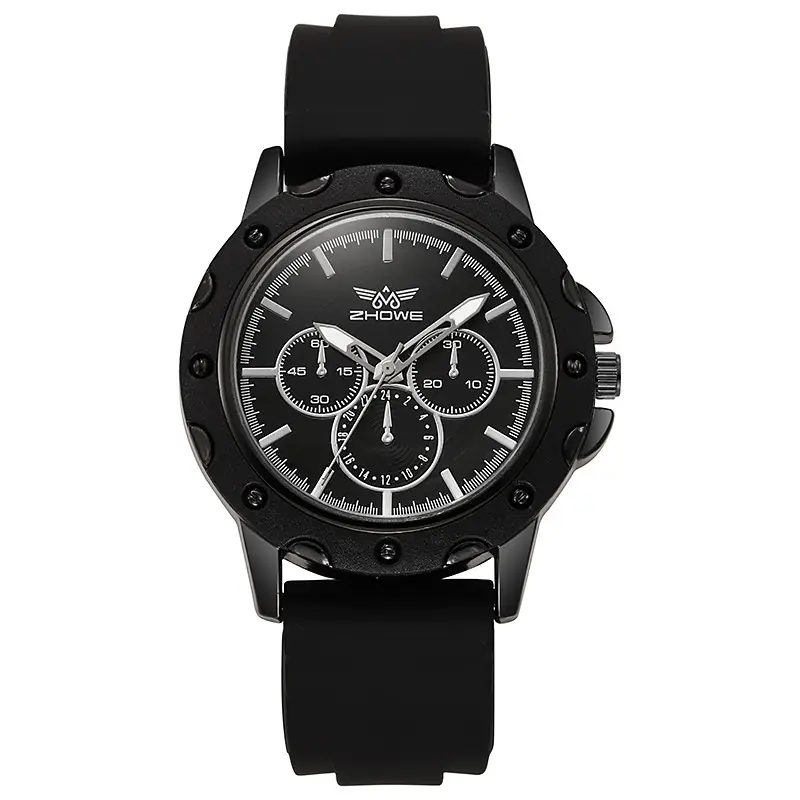 Men's Three-Eye Wormhole Scale Quartz Watch Brown Black Blue - Image 11