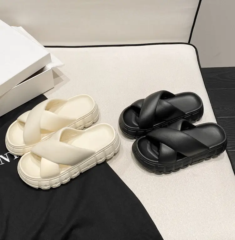 Thick-soled slippers women's Korean-style Instagram-style flat cross-strap indoor fashionable EVA soft-soled casual sandals and slippers — feature 1