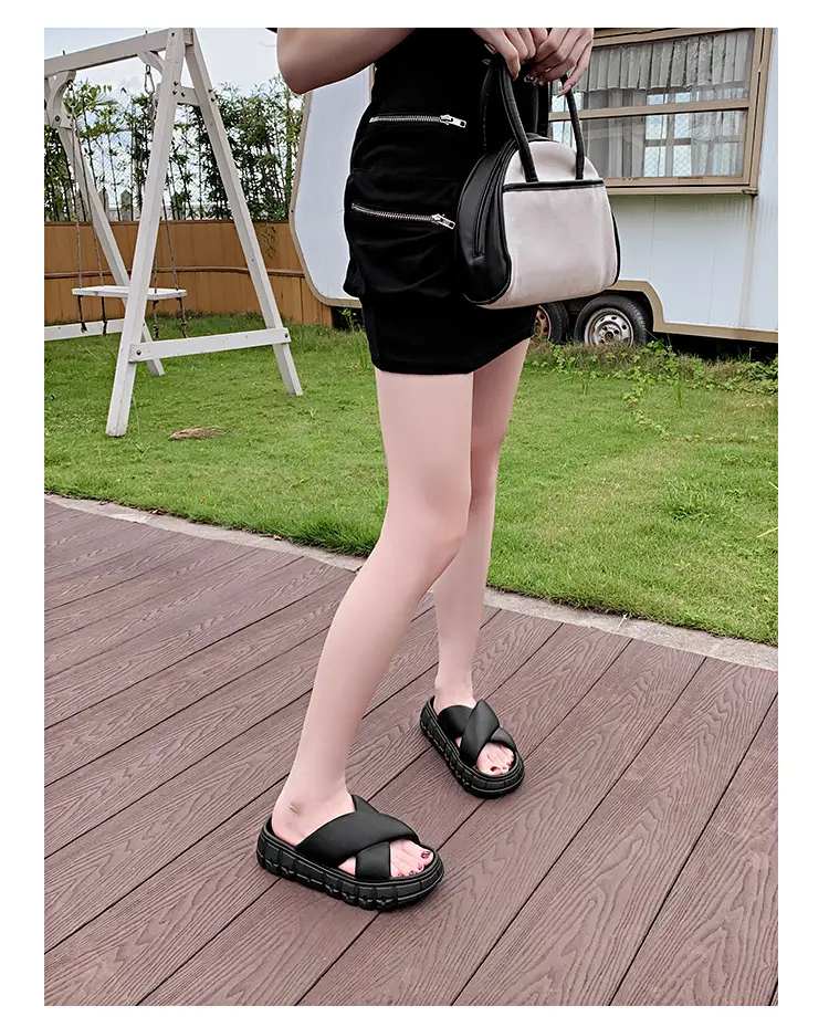 Thick-soled slippers women's Korean-style Instagram-style flat cross-strap indoor fashionable EVA soft-soled casual sandals and slippers — feature 11