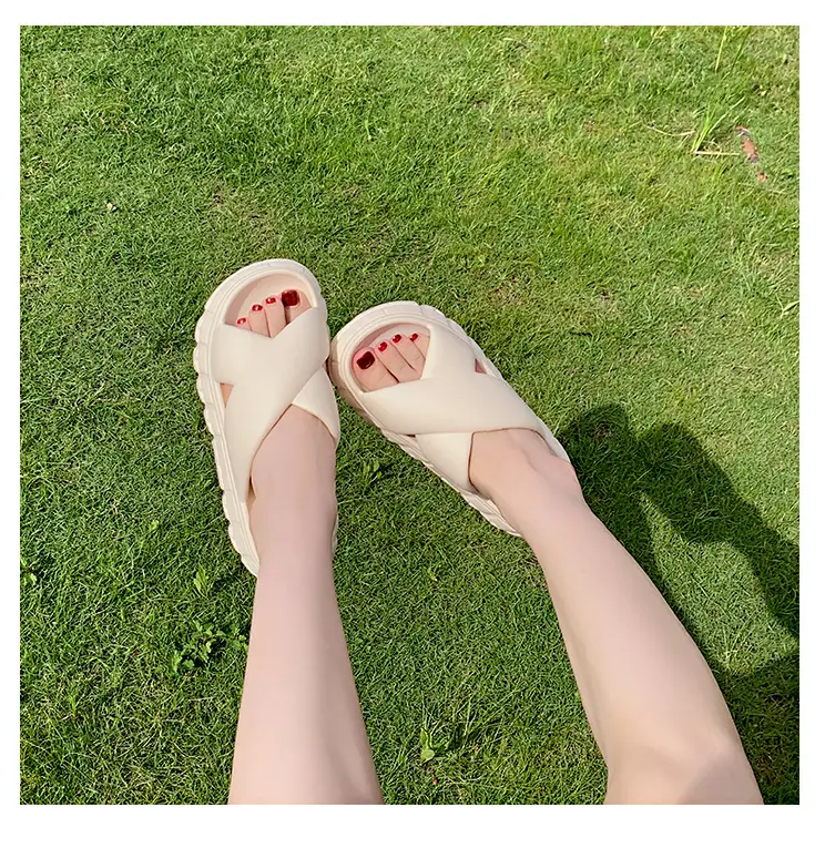 Thick-soled slippers women's Korean-style Instagram-style flat cross-strap indoor fashionable EVA soft-soled casual sandals and slippers — feature 29